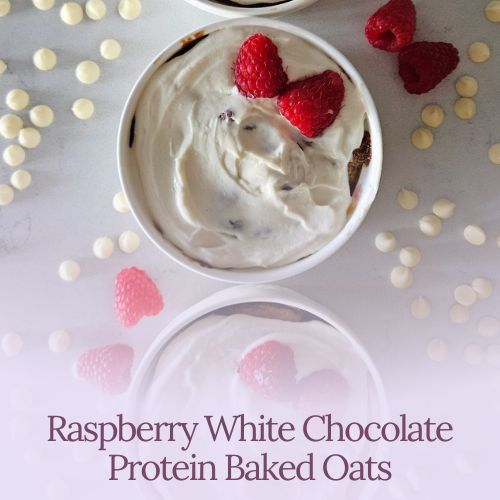Raspberry White Chocolate Protein Baked Oats | Ramekins